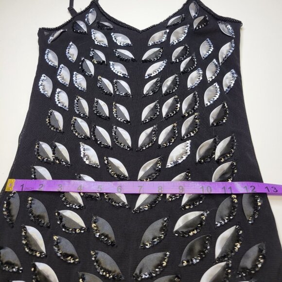 Black and Silver Sequin Sheer Mini Tunic Dress - Small or Petite - Picture 7 of 10